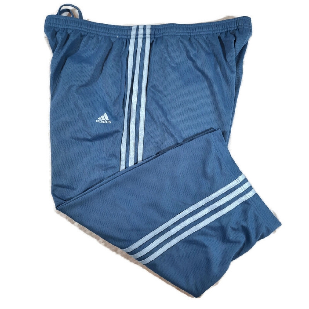 Adidas Women's Capri Athletic Crop Pants Blue Three Side Stripes XL